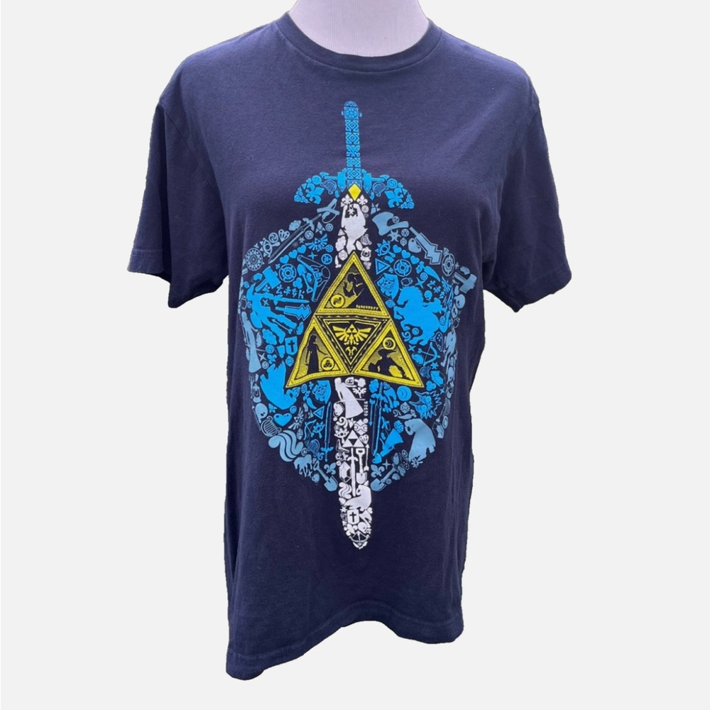 Legend of Zelda Unisex T-Shirt - Shield Triforce & Shield Made of Symbols Size M